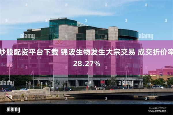 炒股配资平台下载 锦波生物发生大宗交易 成交折价率28.27%